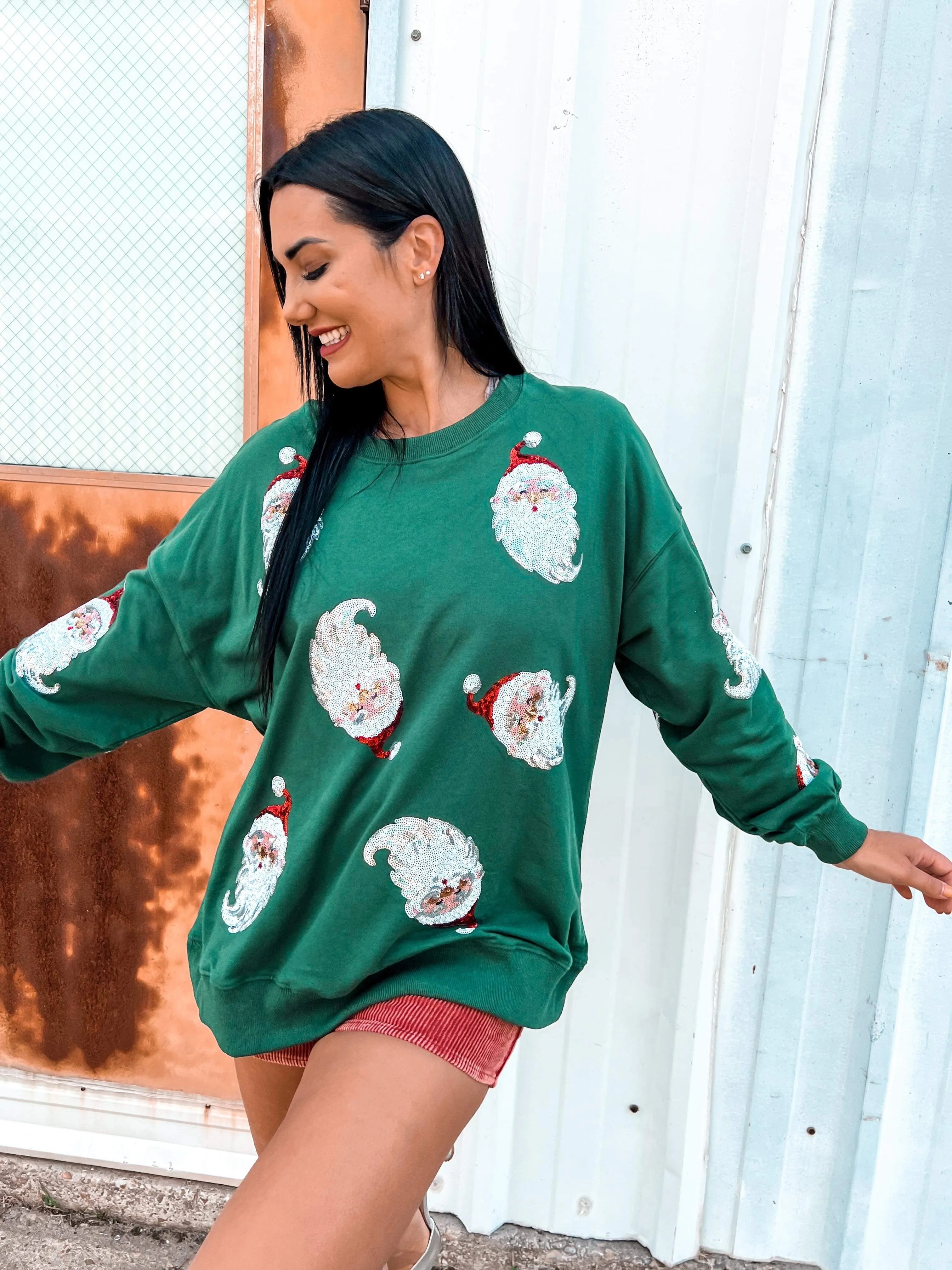 Queen Of Sequin Santa Pullover