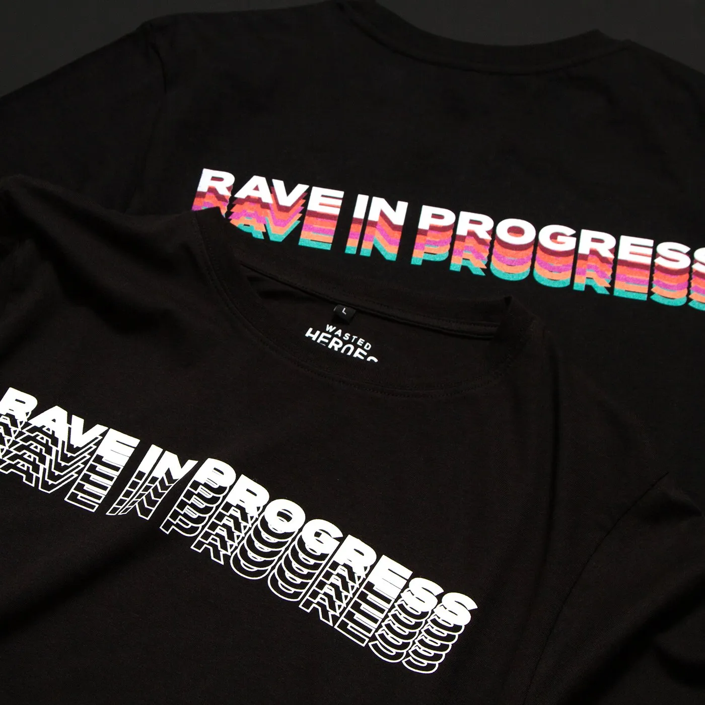 Rave in Progress Remixed Front Print - Tshirt - Black