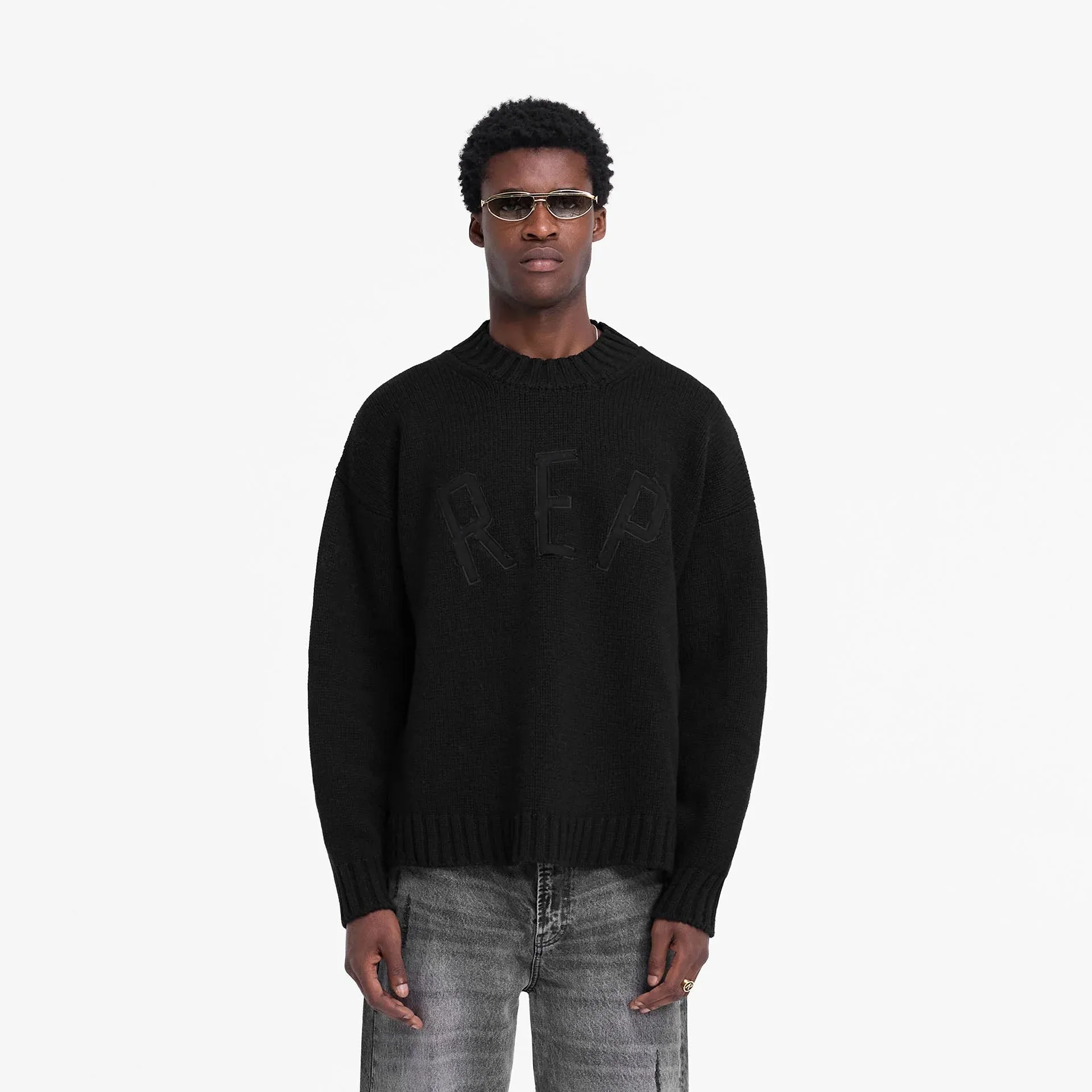 REPRESENT Rep Knit Crewneck Black