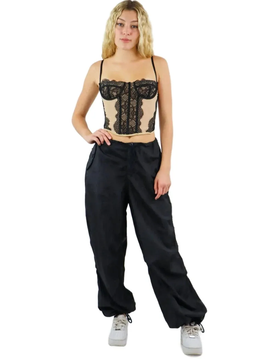 Rock N Rags - "Ready To Fly" Parachute Pants - Black -  Adjustable Waist Ankle Detail