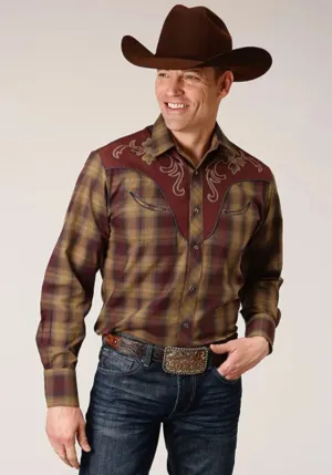 Roper Redwood Ripple (Brown) - Men's Western Shirt