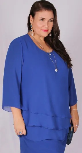 Rosaline Chiffon Layer Top Royal Blue