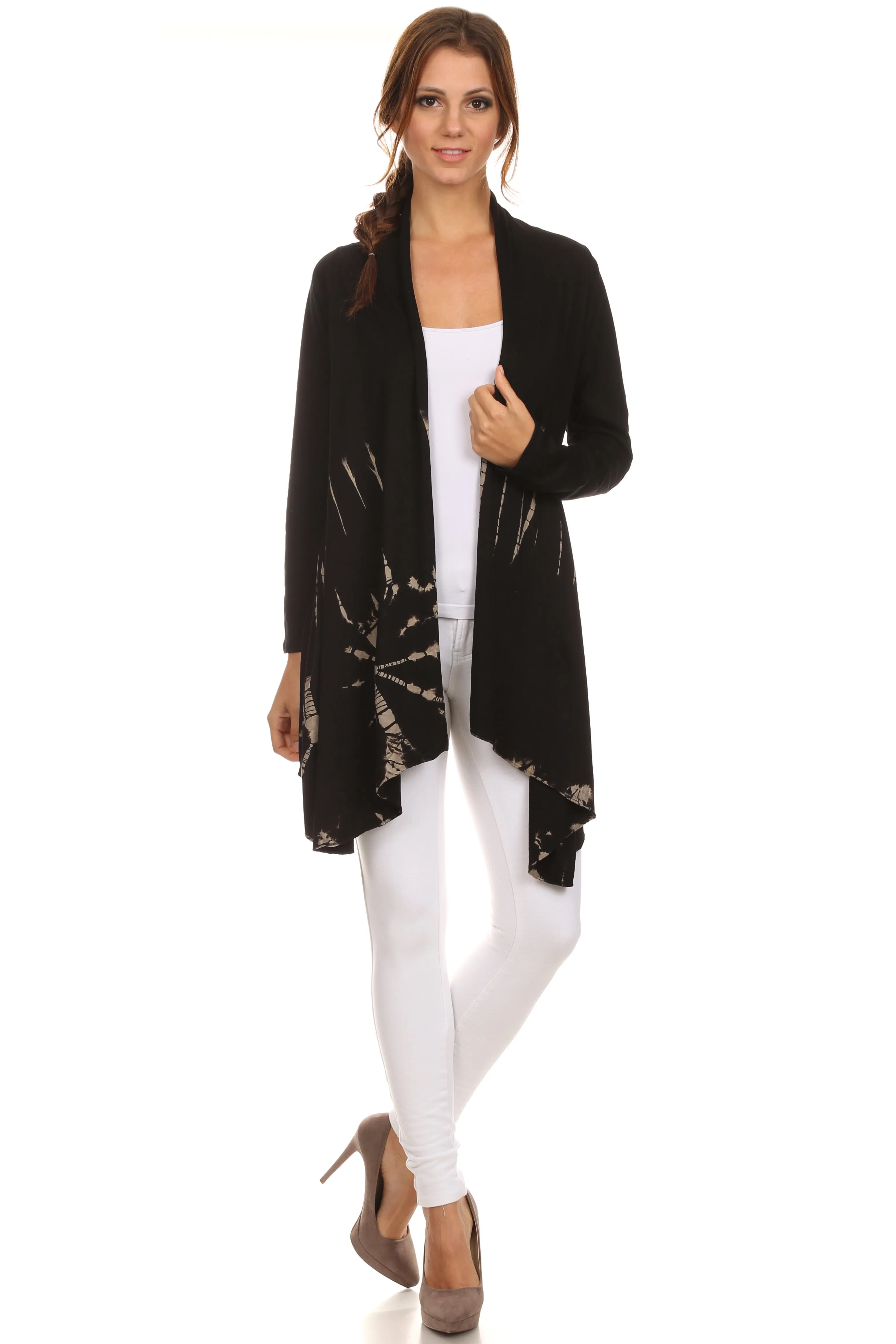 Sakkas Anjali Long Sleeve Draped Tie Dye Cardigan