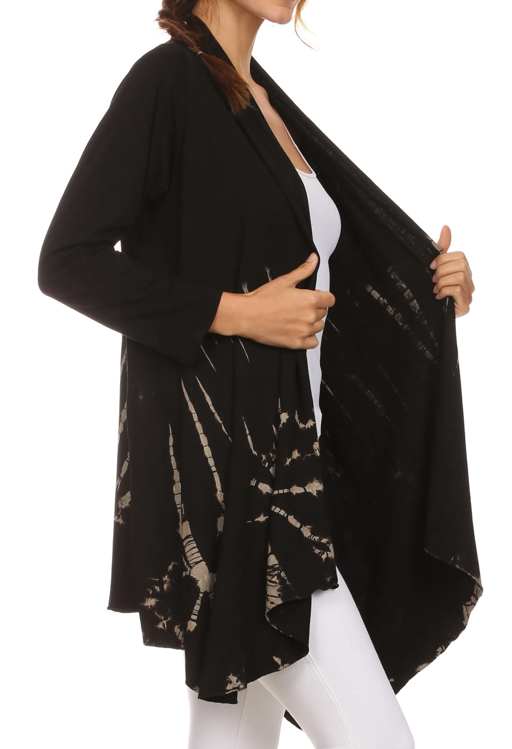 Sakkas Anjali Long Sleeve Draped Tie Dye Cardigan