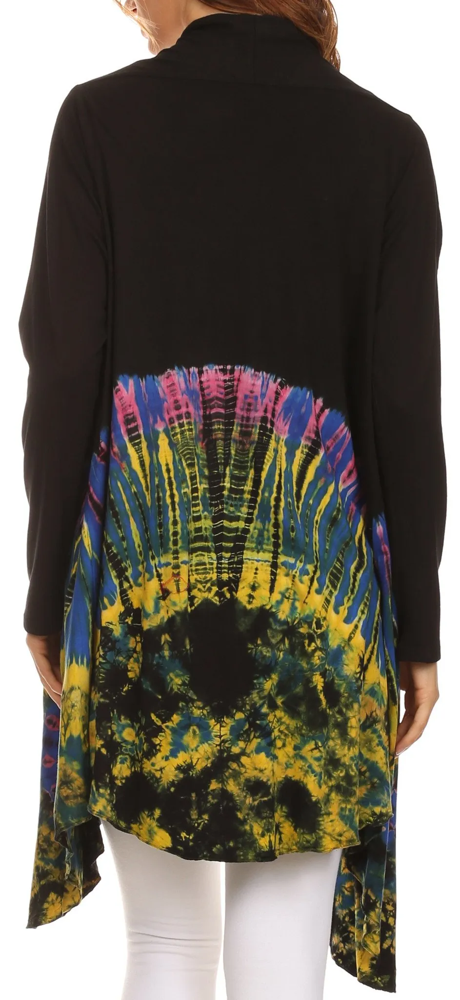 Sakkas Anjali Long Sleeve Draped Tie Dye Cardigan