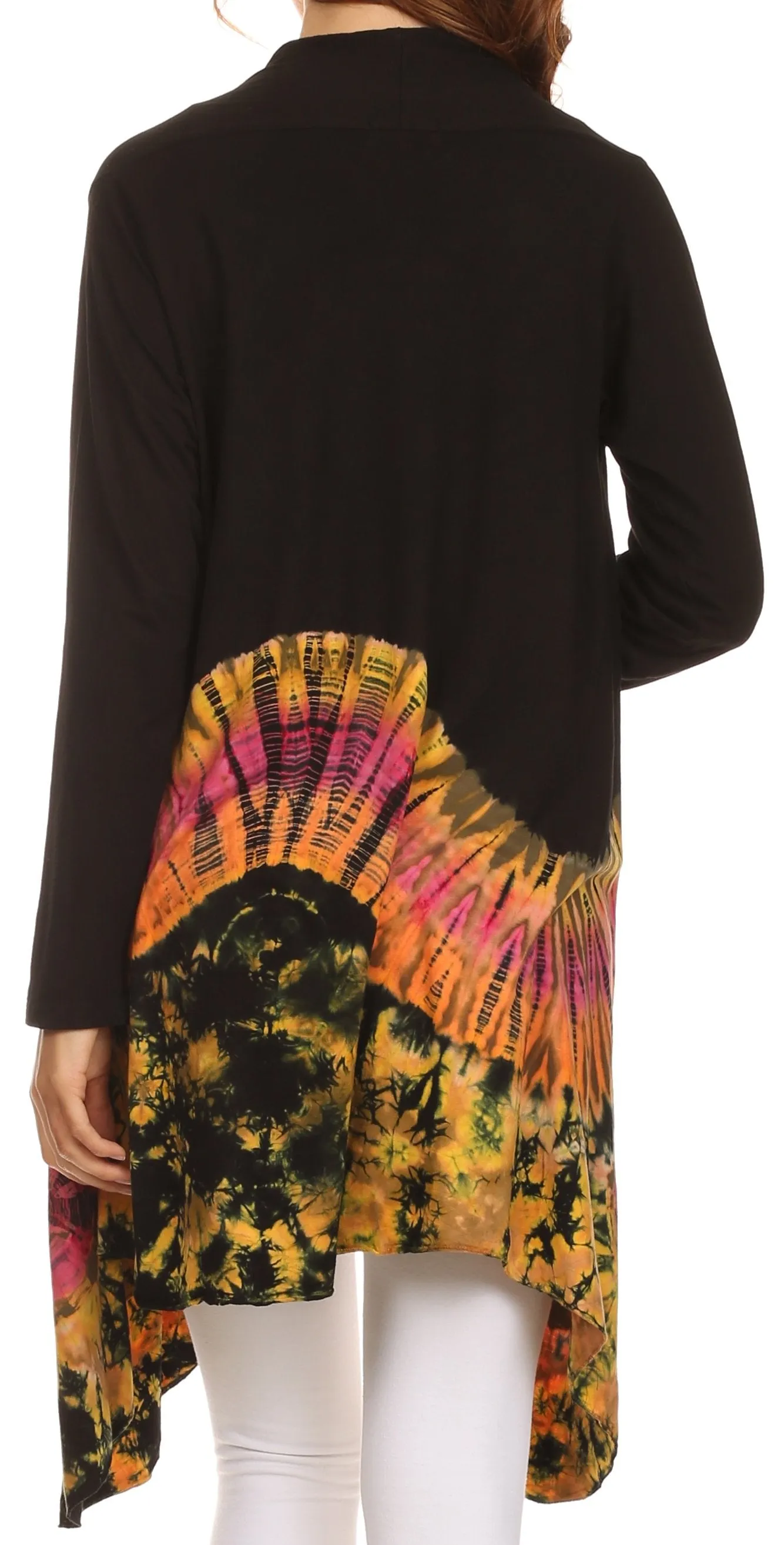 Sakkas Anjali Long Sleeve Draped Tie Dye Cardigan