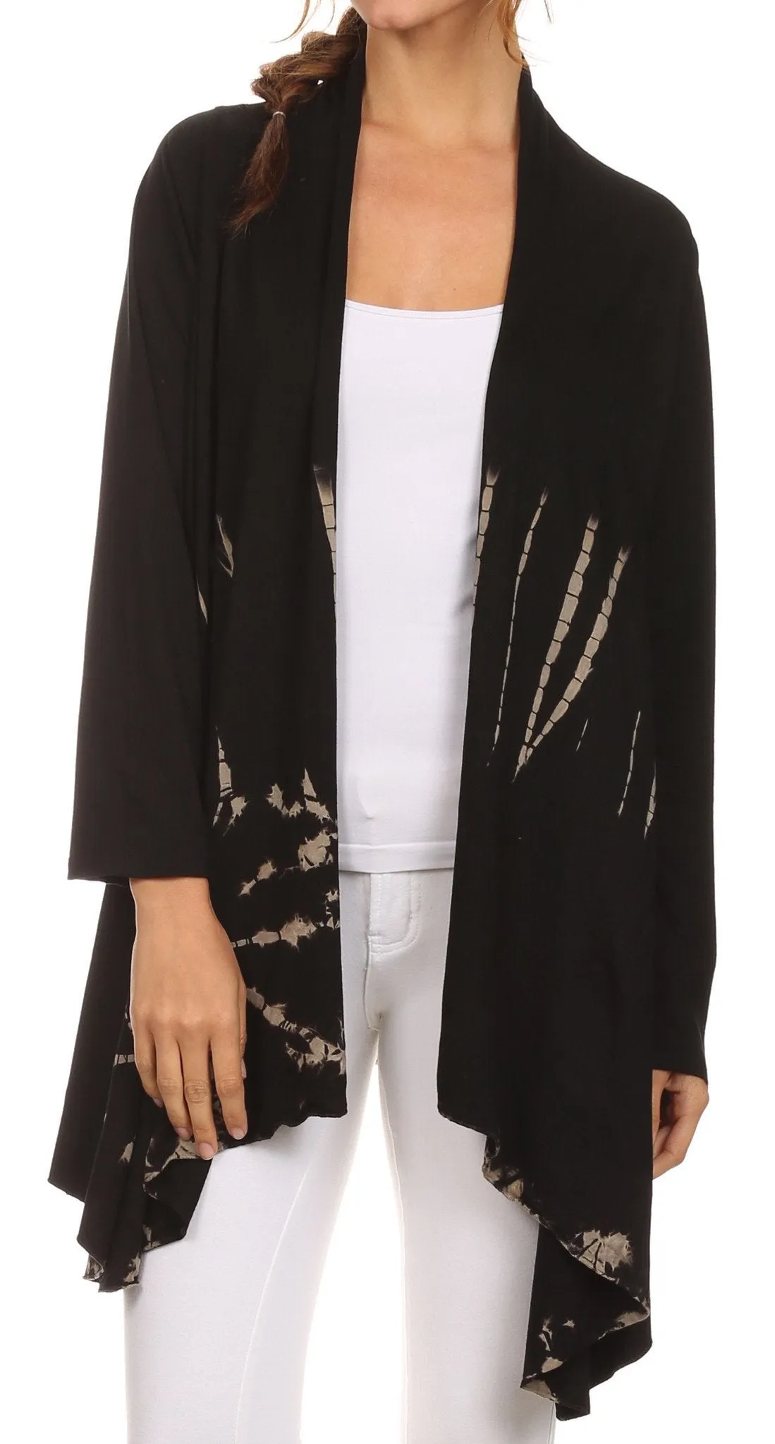 Sakkas Anjali Long Sleeve Draped Tie Dye Cardigan