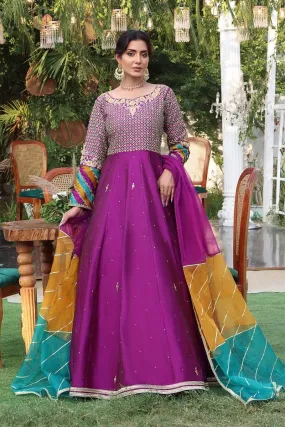 Sanas - Handwork Zari Embroidered Long Maxi - ZEENAT - M202216 - Magenta