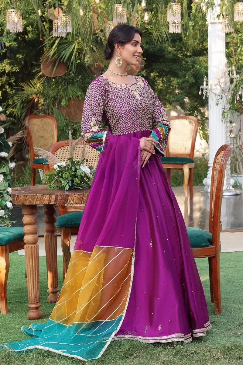 Sanas - Handwork Zari Embroidered Long Maxi - ZEENAT - M202216 - Magenta