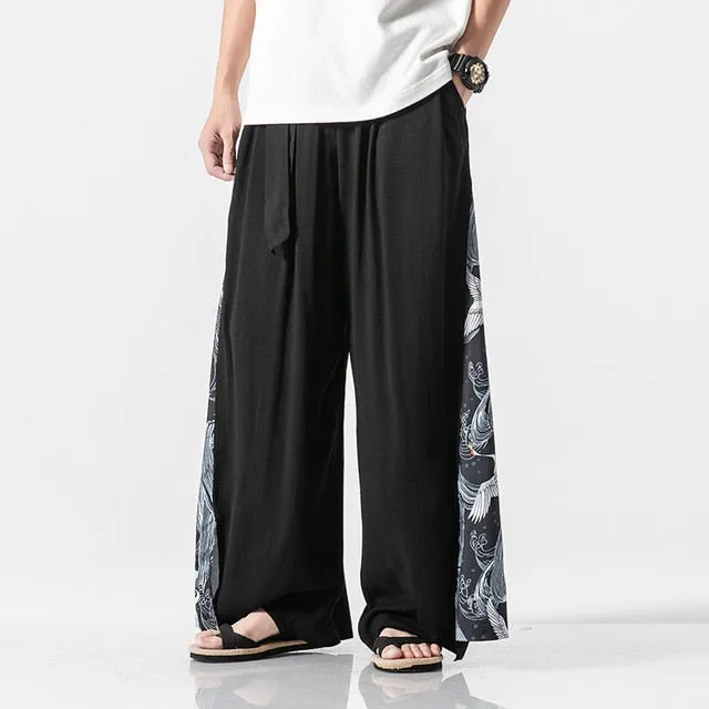 Side Triangle Patchwork Patterned Baggy Pants