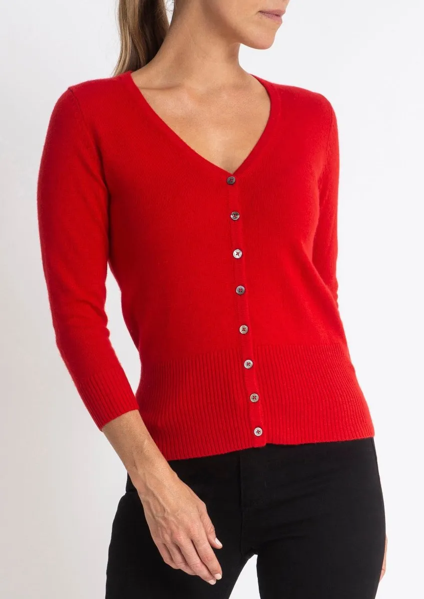 Silk   Cashmere Audrey Cardigan in Red