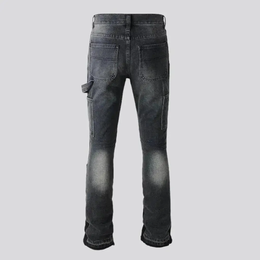 Slim men's color-block jeans