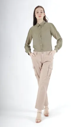 Slim Pants with cargo pockets in Brown