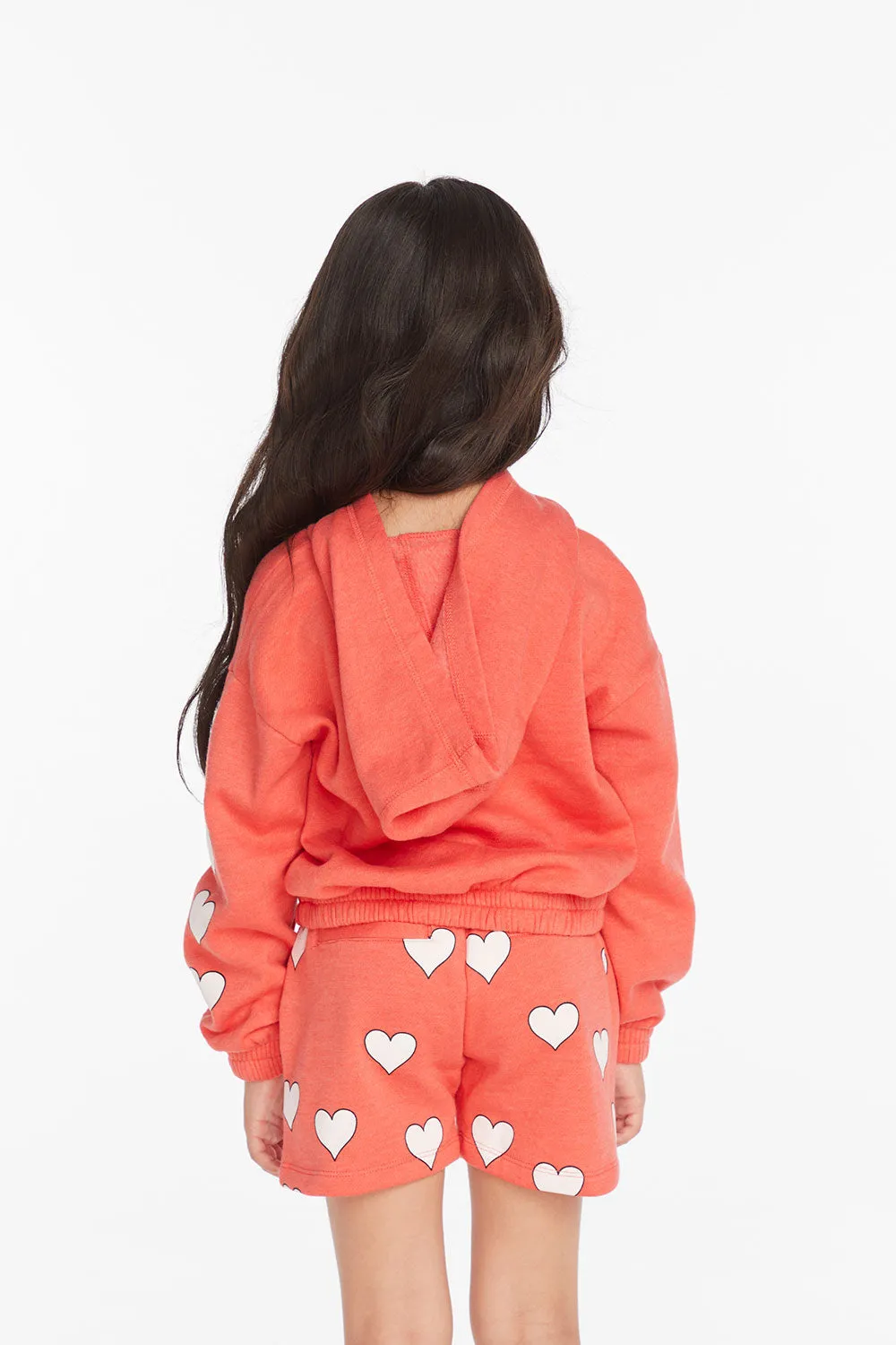 Smiley Flower & Hearts Girls Pullover Hoodie