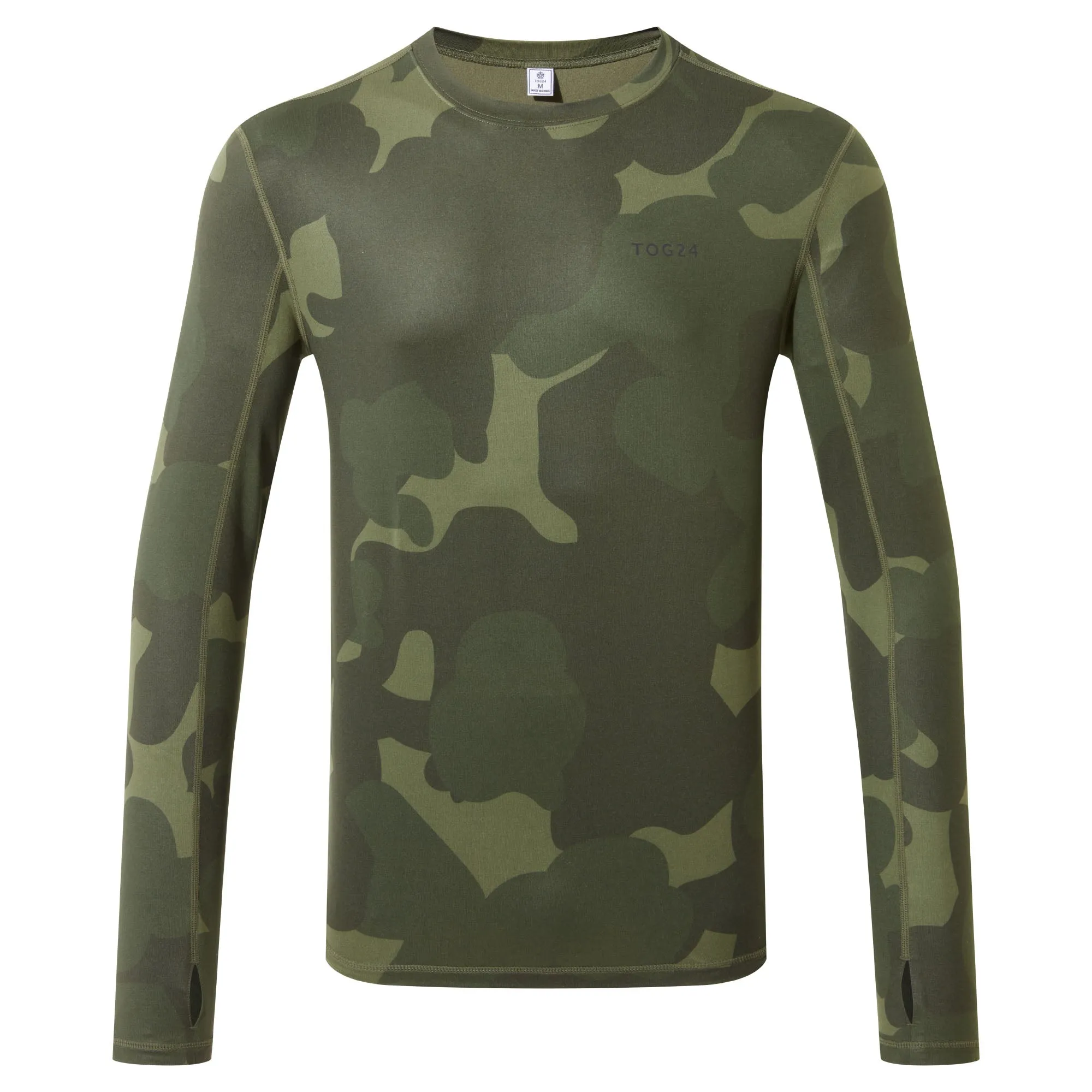 Snowdon Mens Thermal Base Layer Crew Neck - Khaki Pixelated Camo