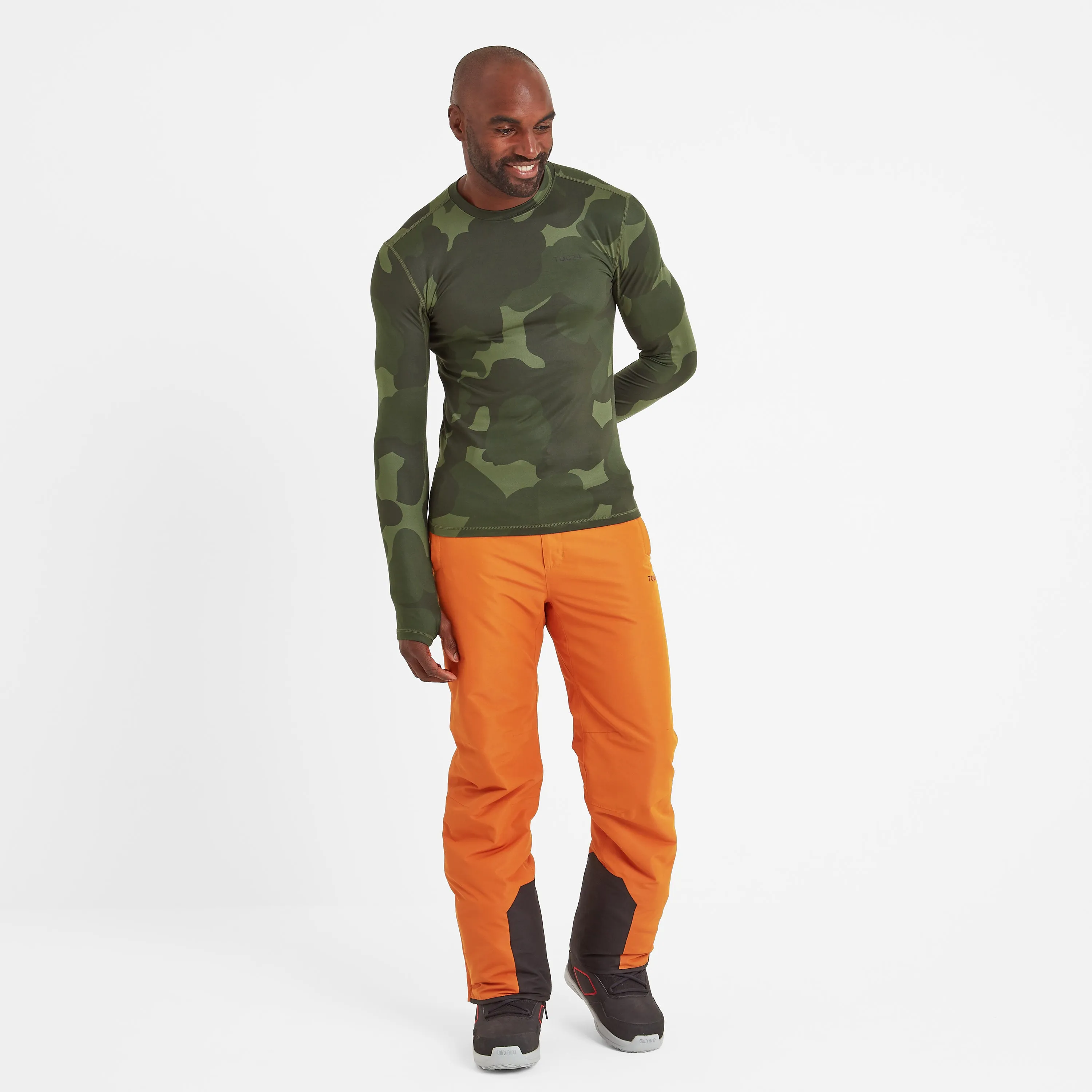 Snowdon Mens Thermal Base Layer Crew Neck - Khaki Pixelated Camo