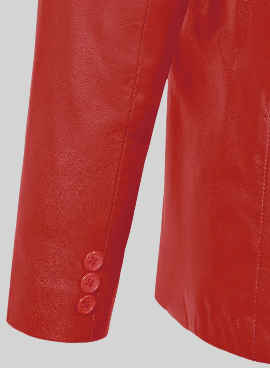 Soft Tango Red Leather Pea Coat