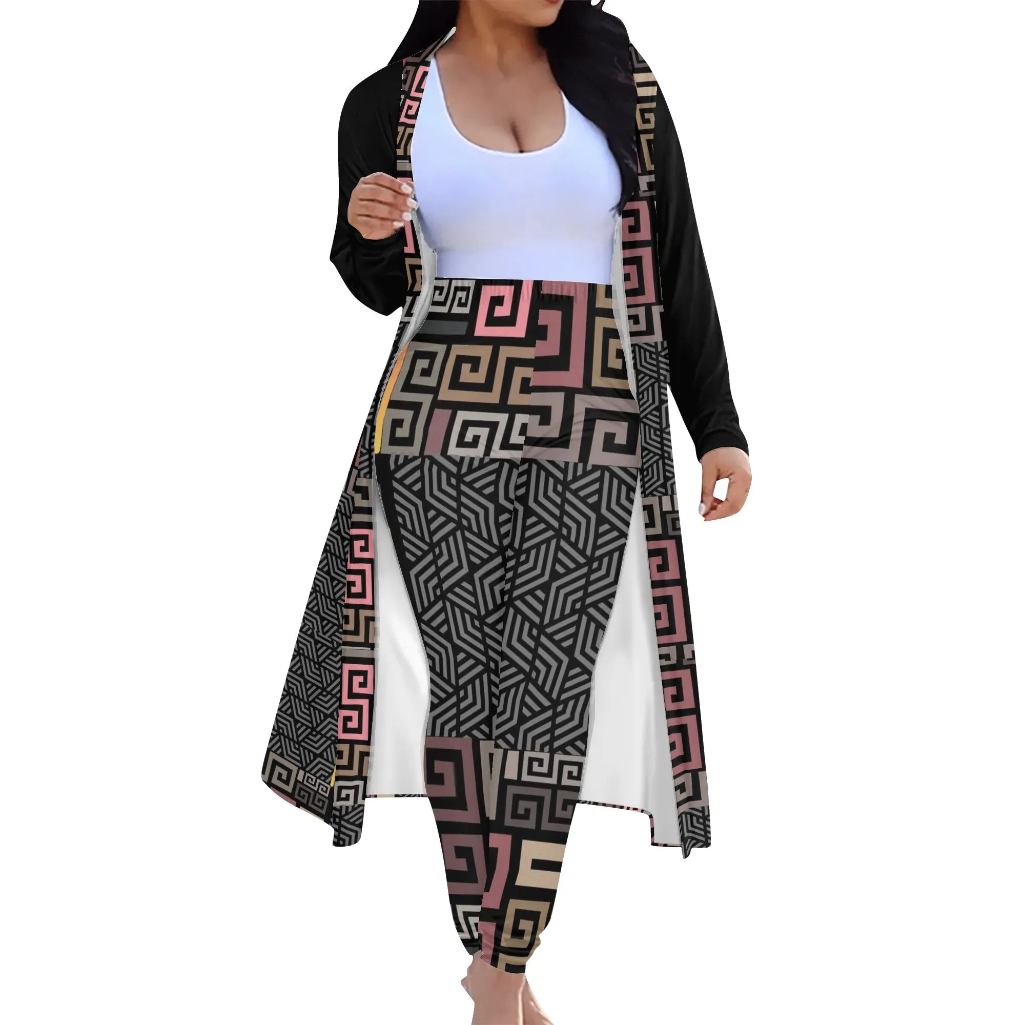 Squared Womens Long Sleeve Cardigan and Leggings Outfit Sets