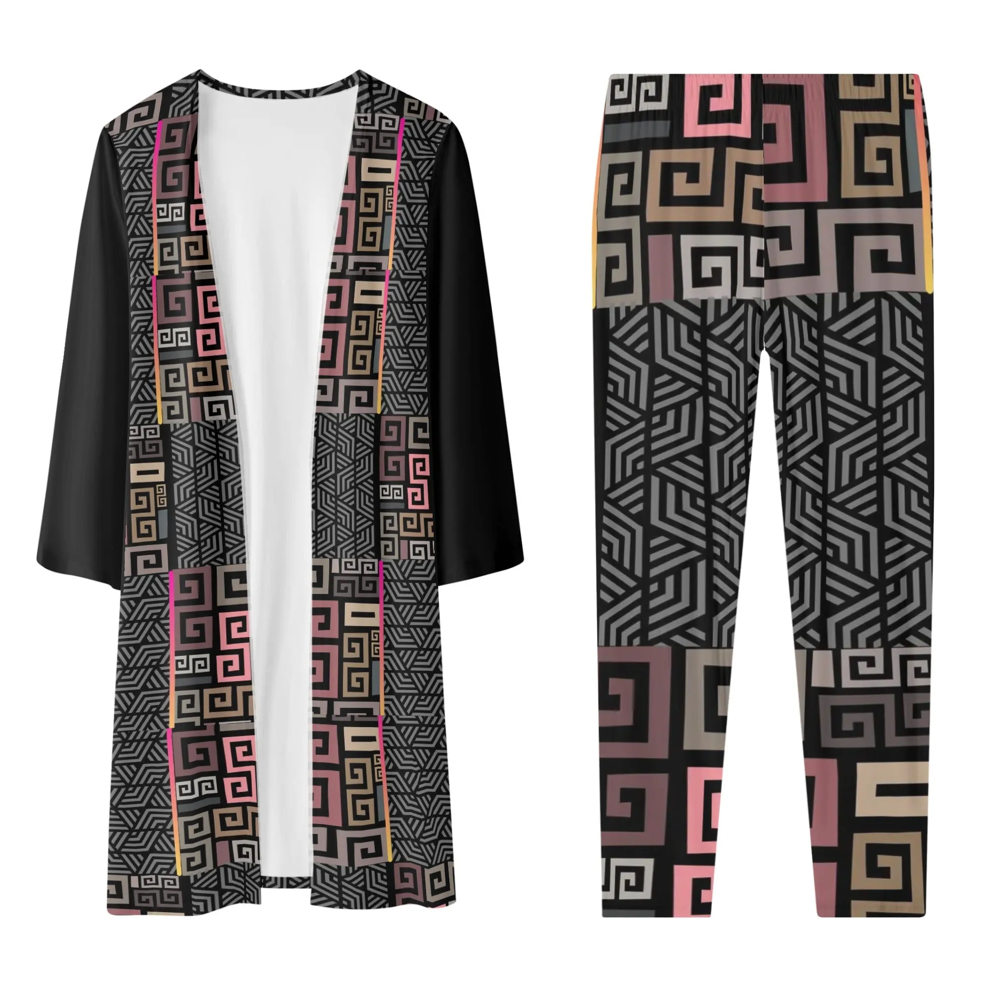 Squared Womens Long Sleeve Cardigan and Leggings Outfit Sets