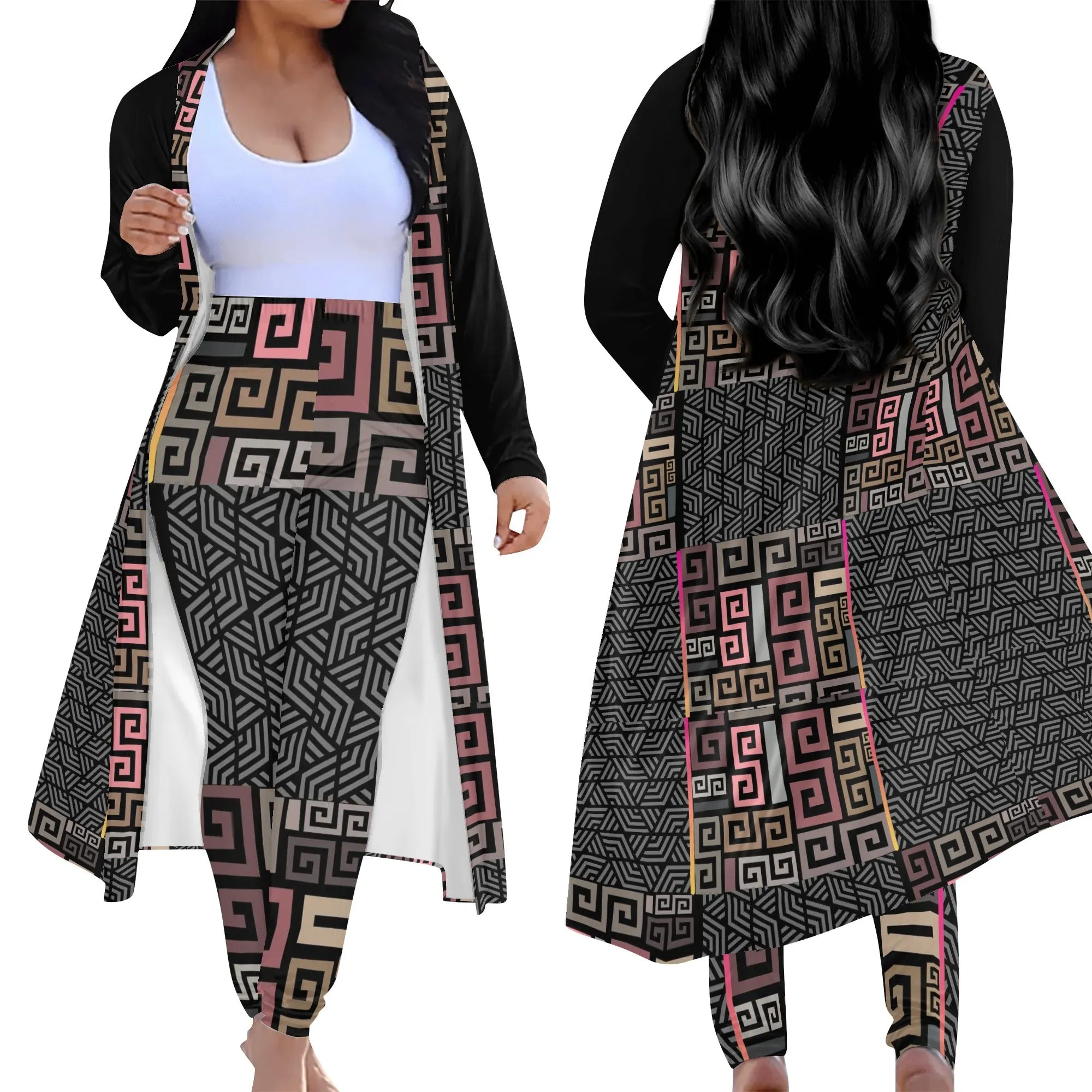 Squared Womens Long Sleeve Cardigan and Leggings Outfit Sets