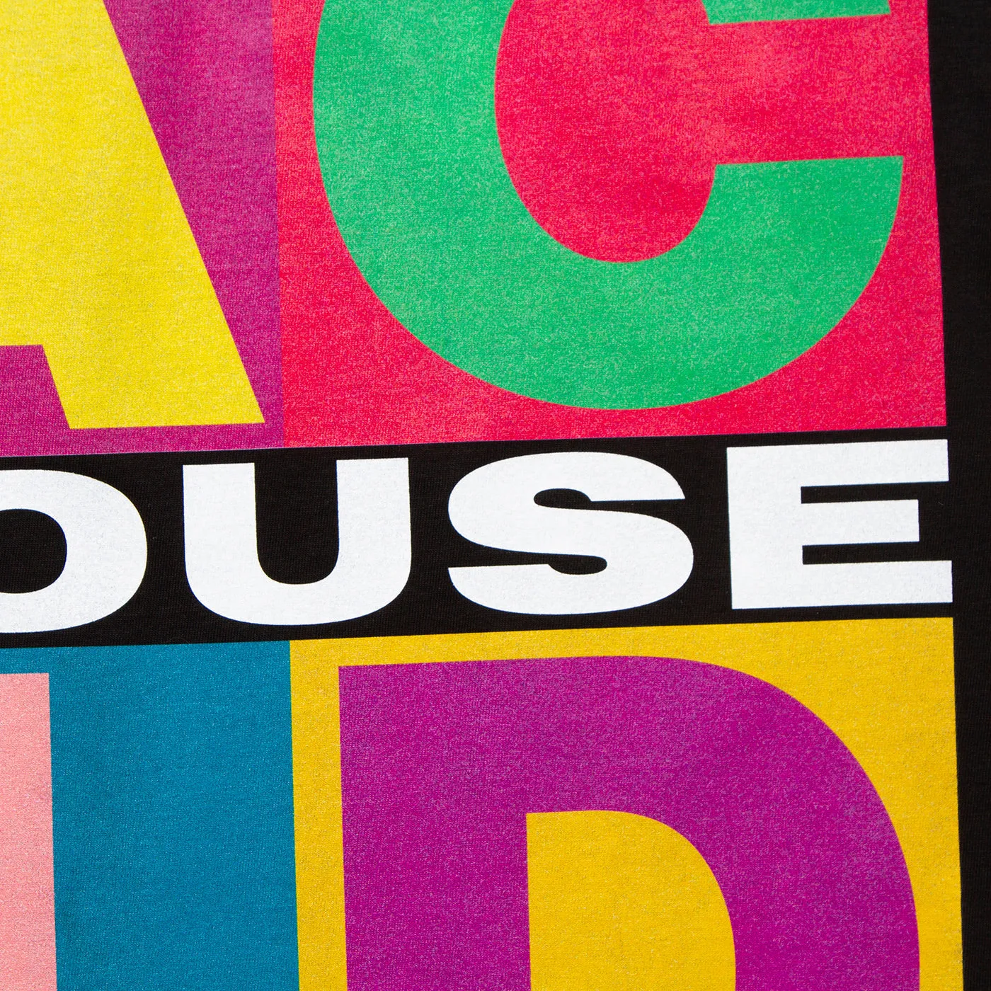 Squares Acid House Front Print - Tshirt - Black