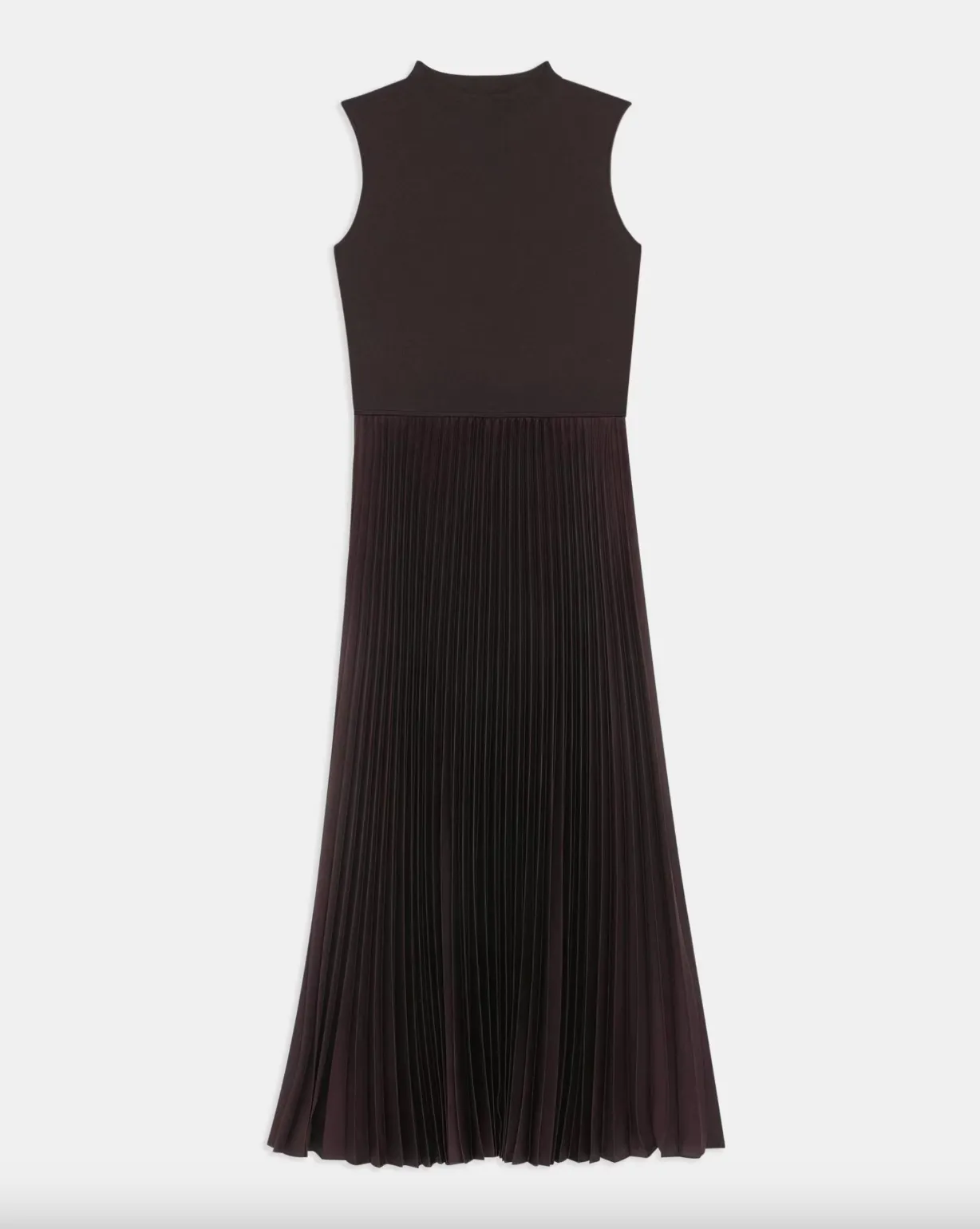 Textured Satin Pleated Combo Dress - Mink