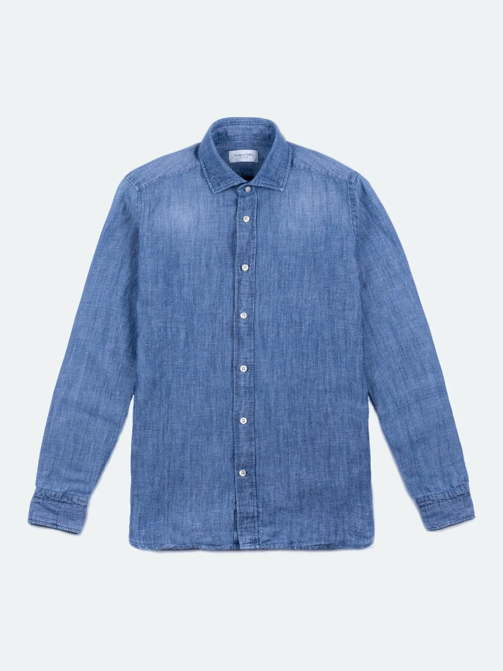 Tintoria Mattei Linen Denim Shirt Mid Blue