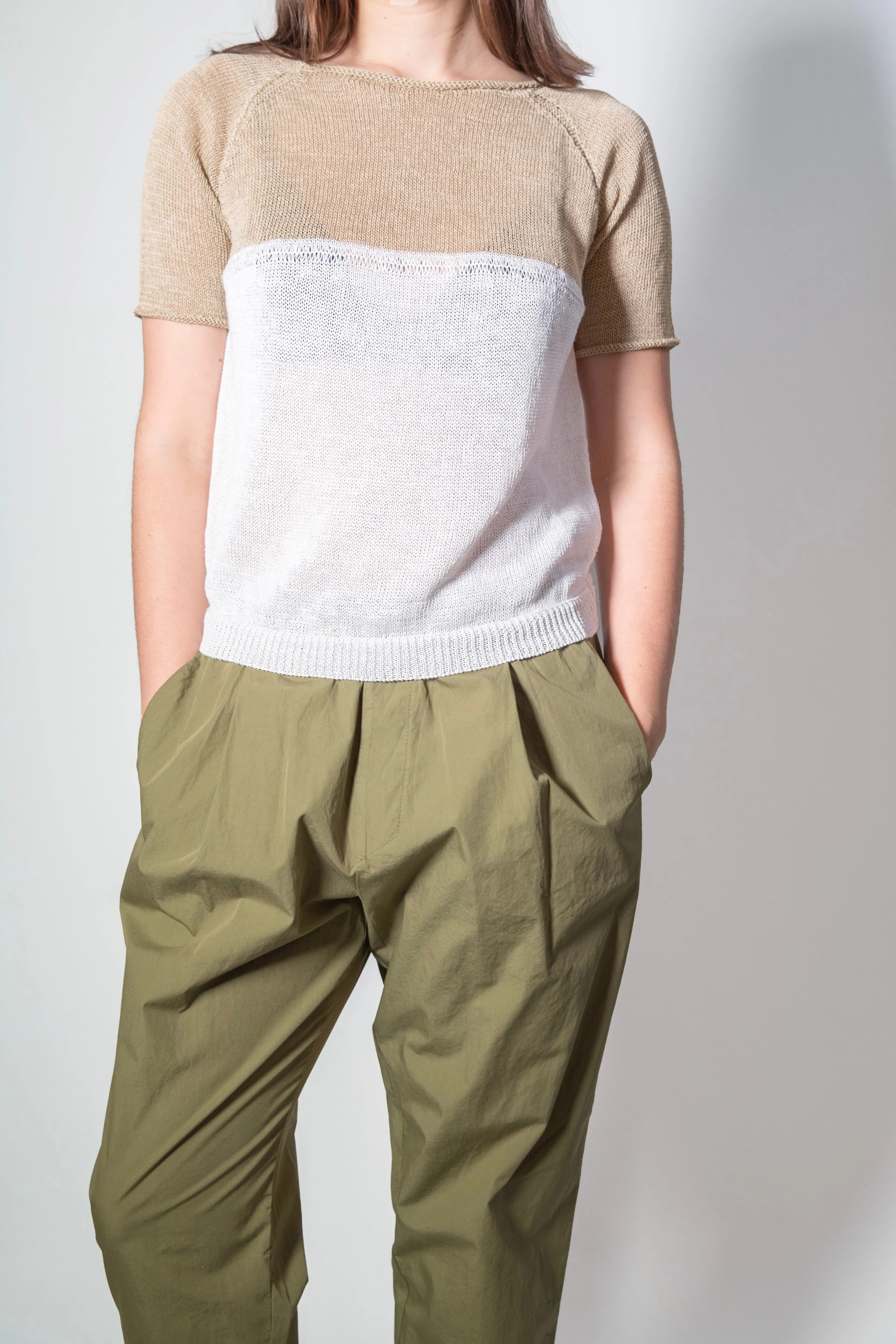 Transit Par Such Textured knit Tee in Camel Combo