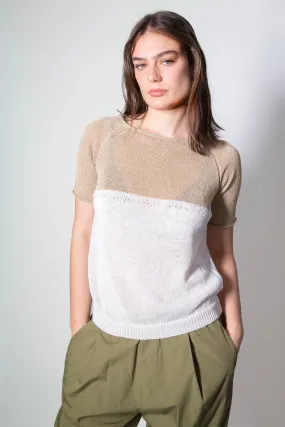 Transit Par Such Textured knit Tee in Camel Combo