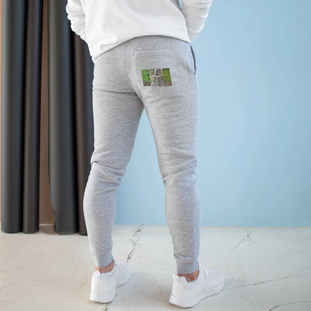 Tree Stump and Green Leaves Premium Fleece Joggers