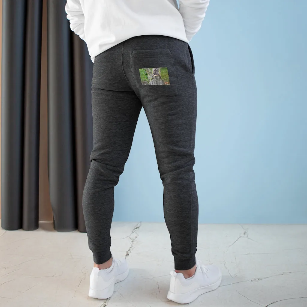 Tree Stump and Green Leaves Premium Fleece Joggers