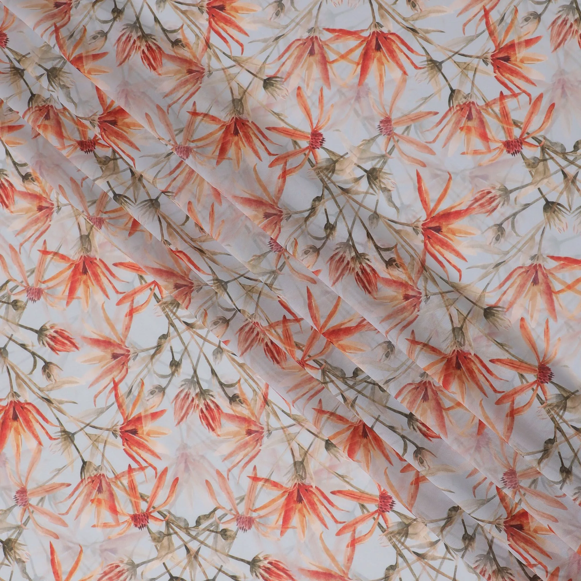 Tropical Blush Modal Satin Fabric, 110 cm Wide - Exotic Botanical Print-D18422