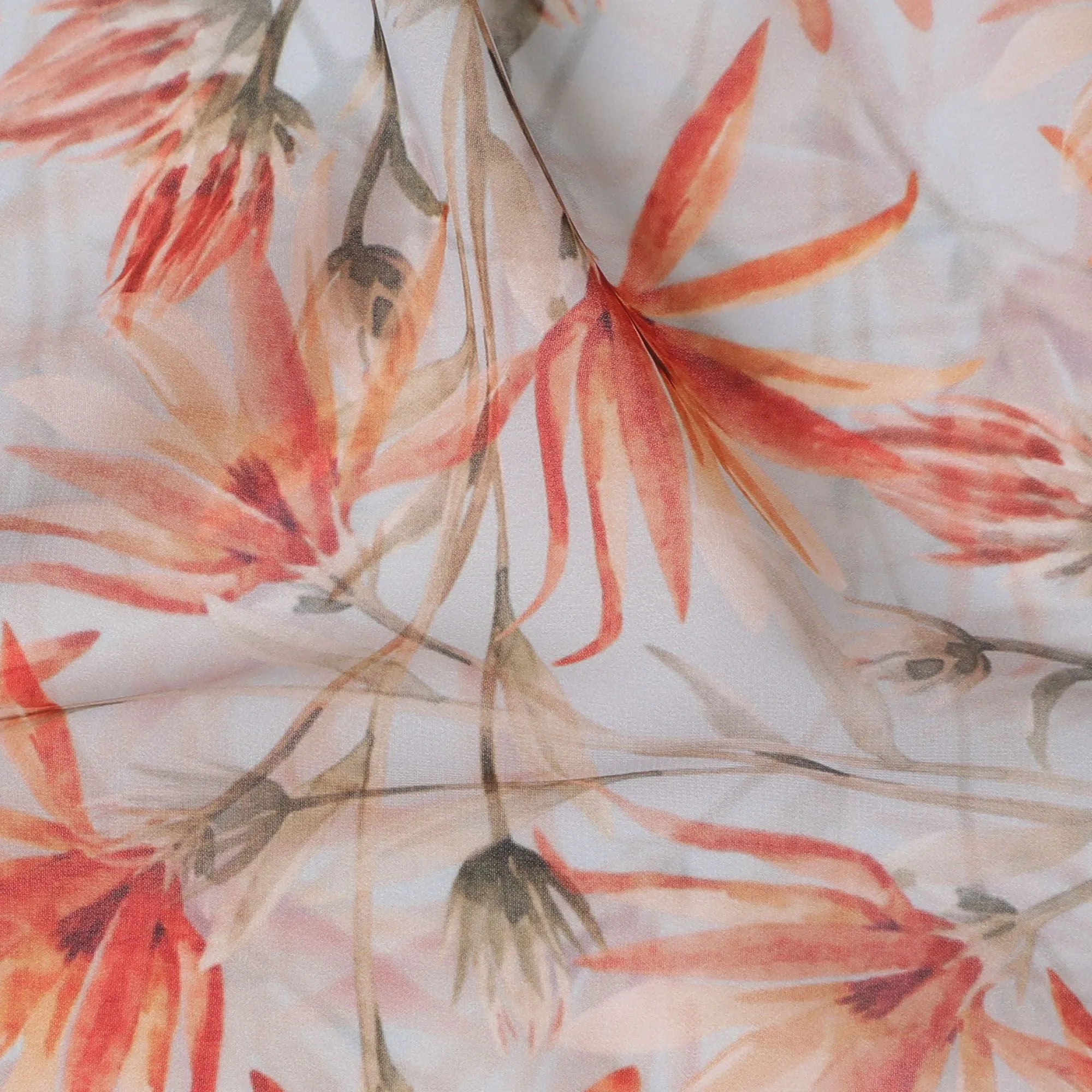 Tropical Blush Modal Satin Fabric, 110 cm Wide - Exotic Botanical Print-D18422