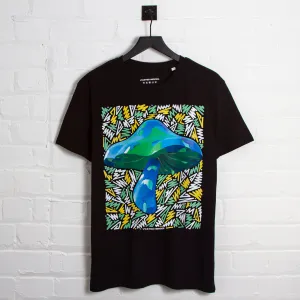 Two Doodle Shroom Front Print - Tshirt - Black