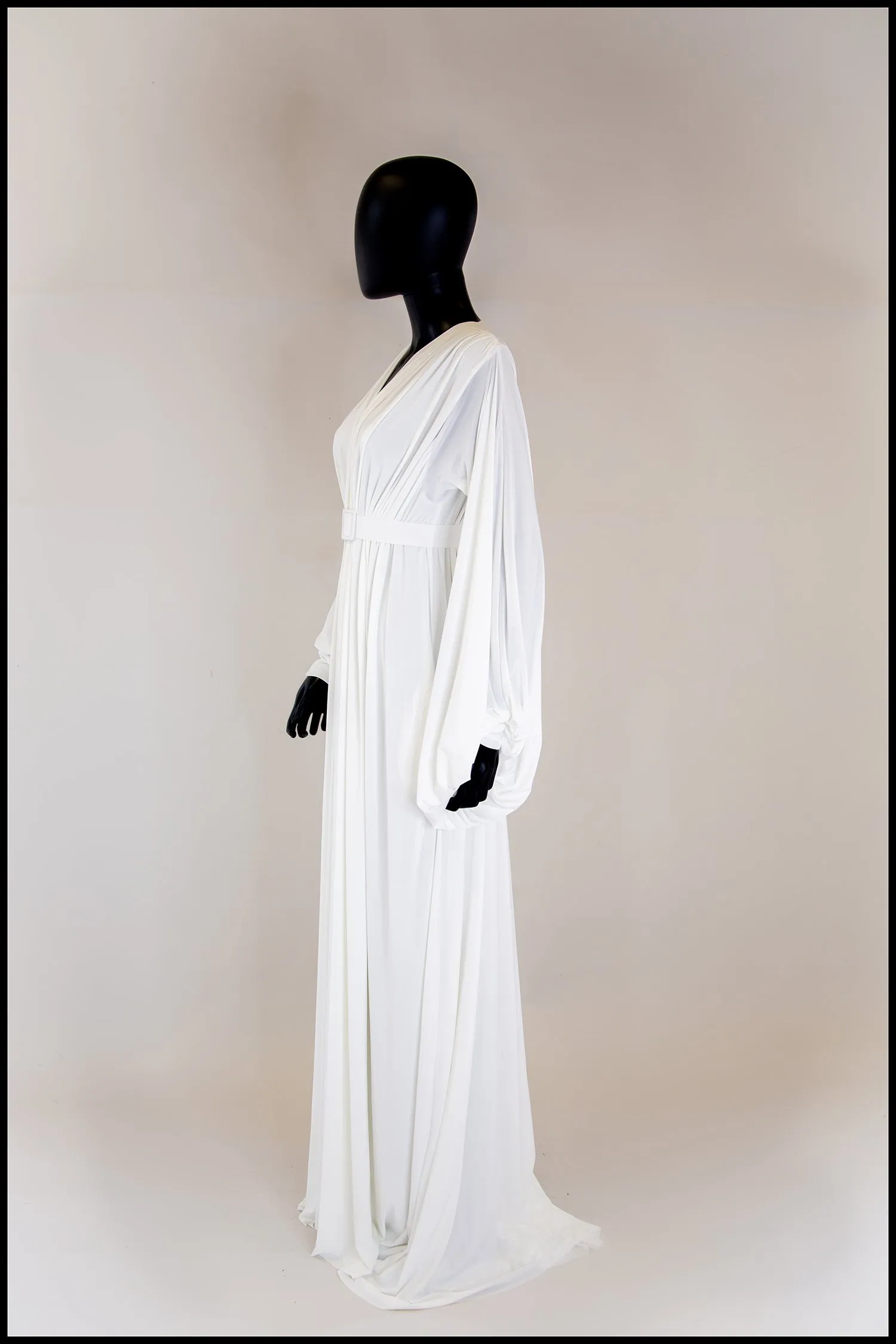 Vamp - Hollywood Draped Jersey Ivory Gown