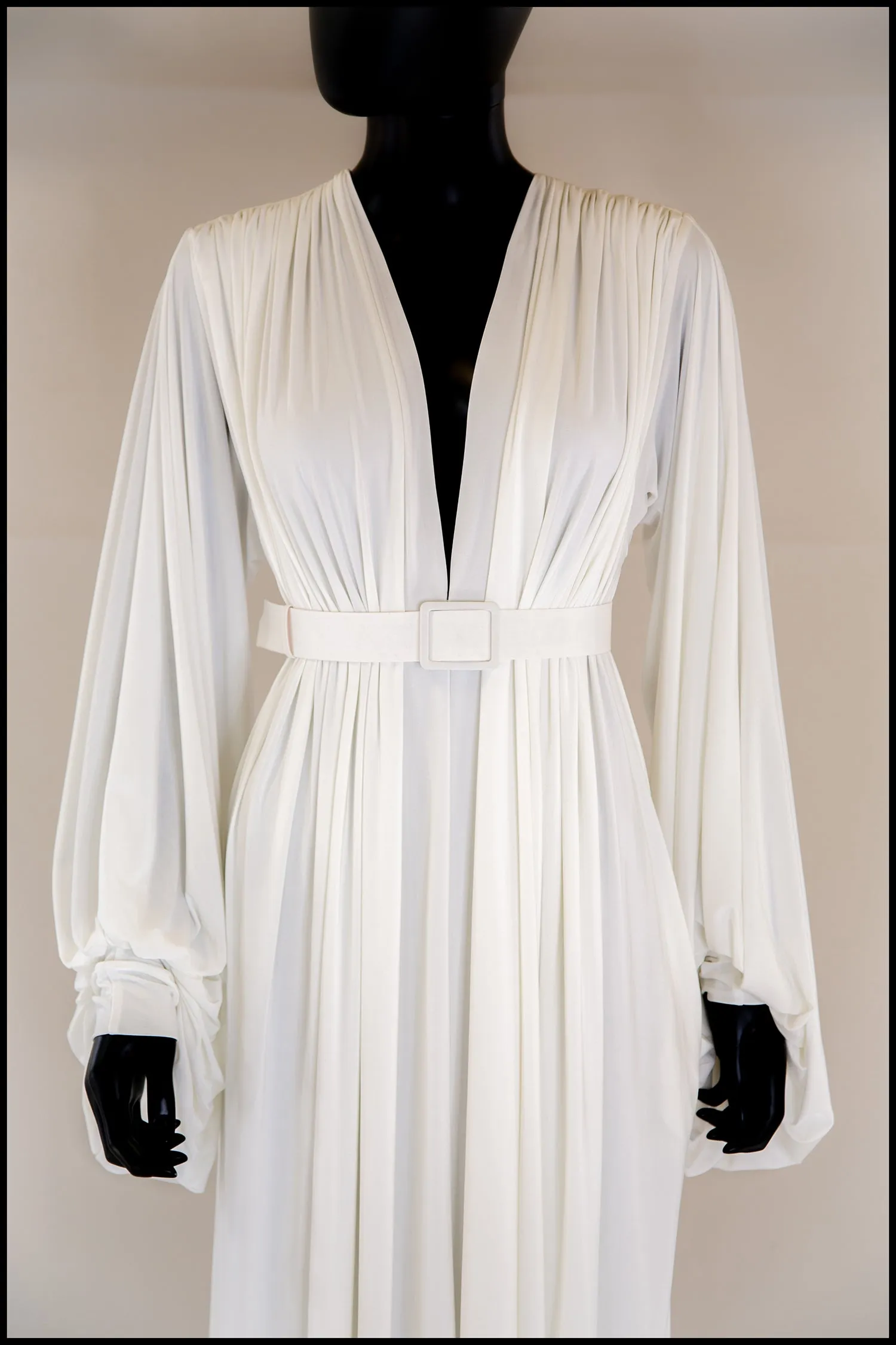 Vamp - Hollywood Draped Jersey Ivory Gown