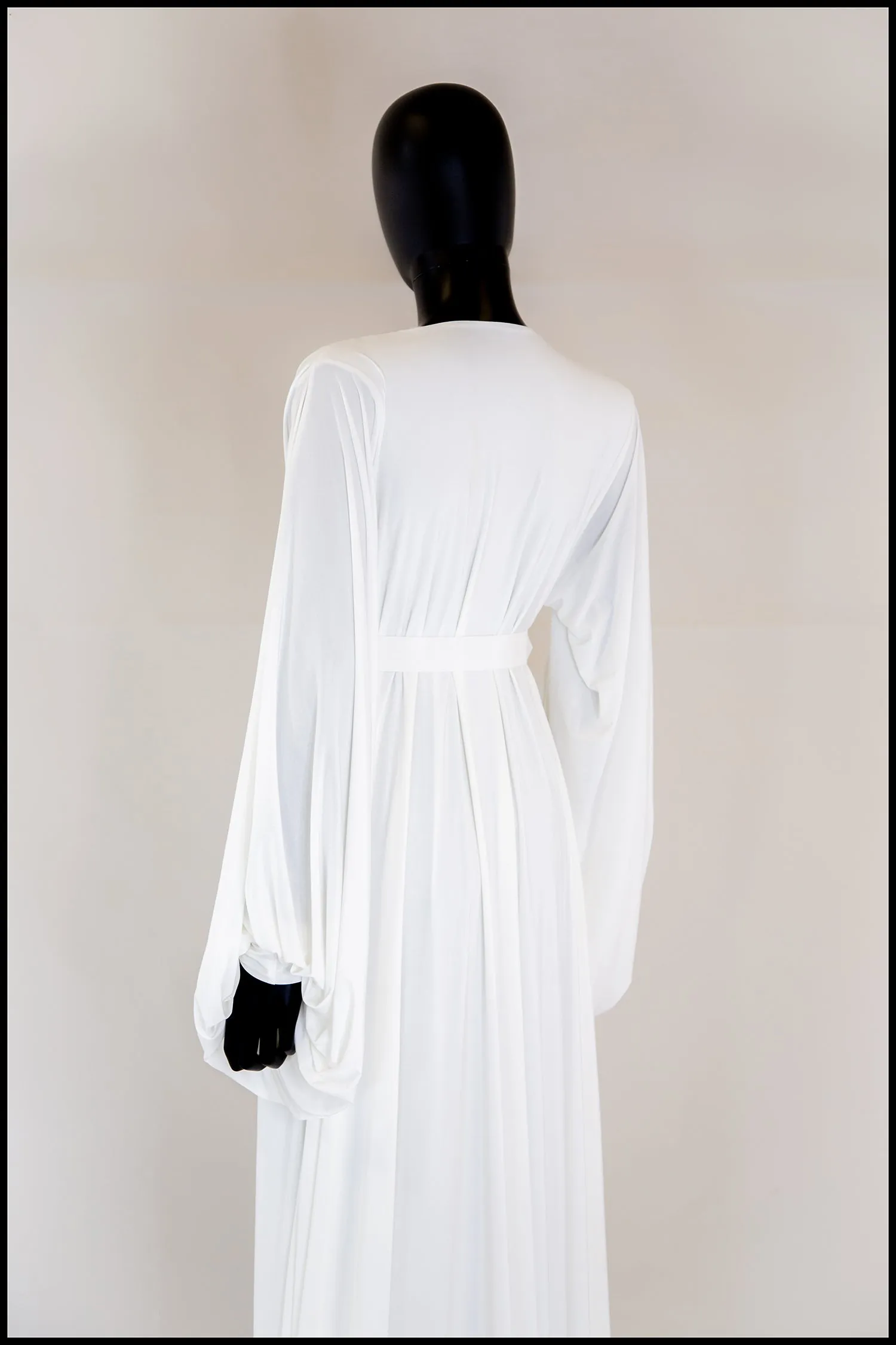 Vamp - Hollywood Draped Jersey Ivory Gown