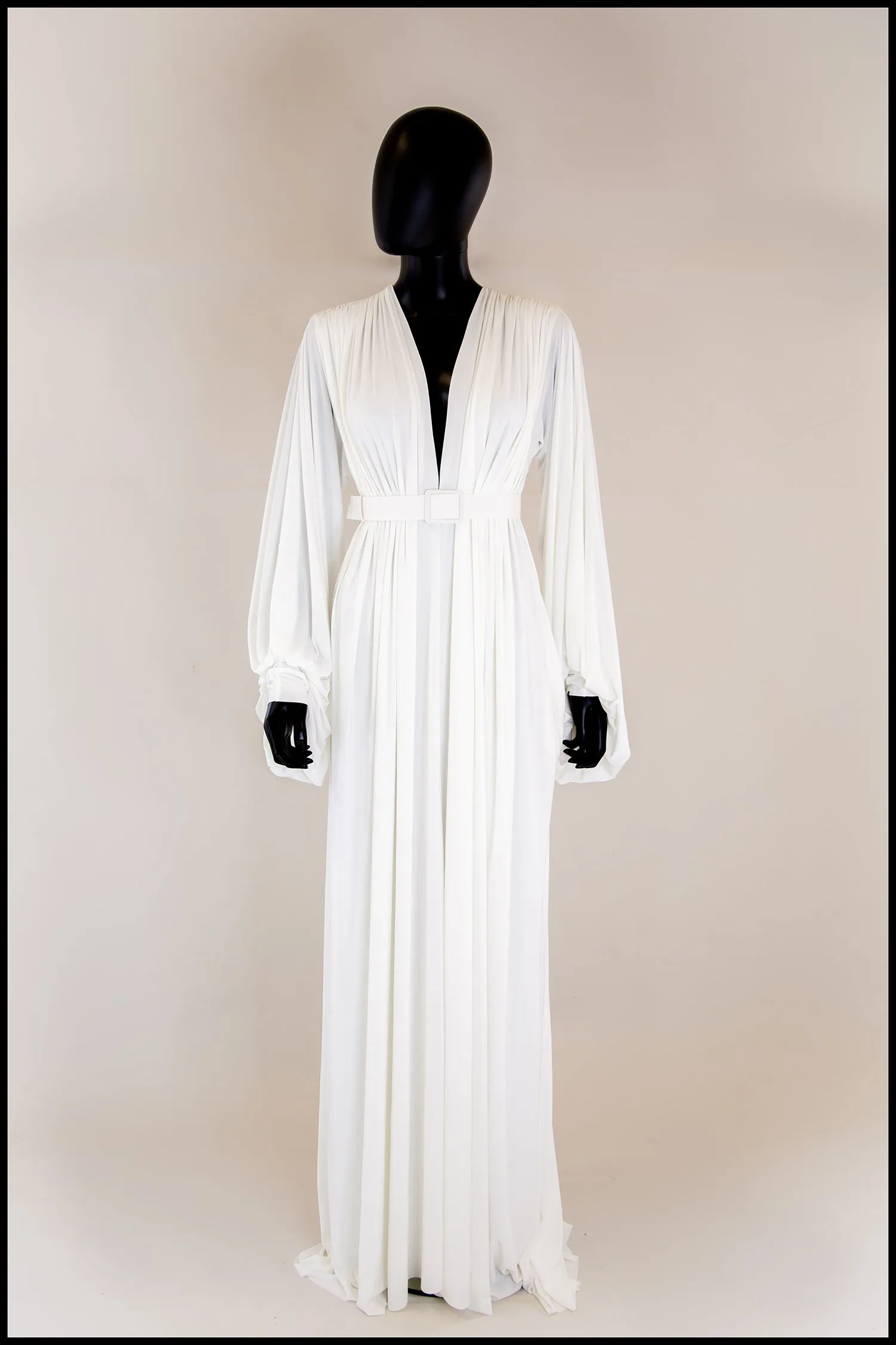 Vamp - Hollywood Draped Jersey Ivory Gown