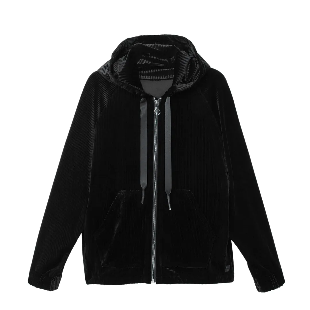 Velvety Corduroy Style Hoodie Jacket