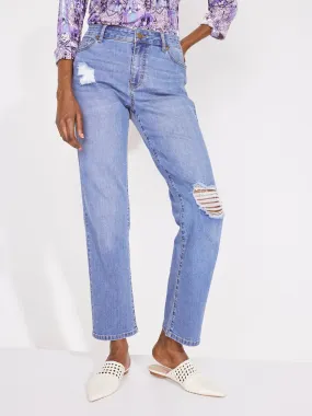 Westport Signature Straight Leg Jeans with Destruction