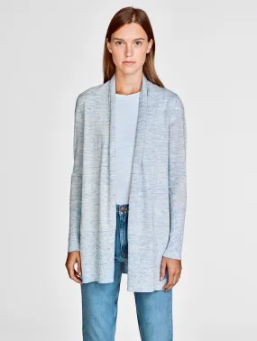 White   Warren - High Rib Cardigan in Crystal Blue