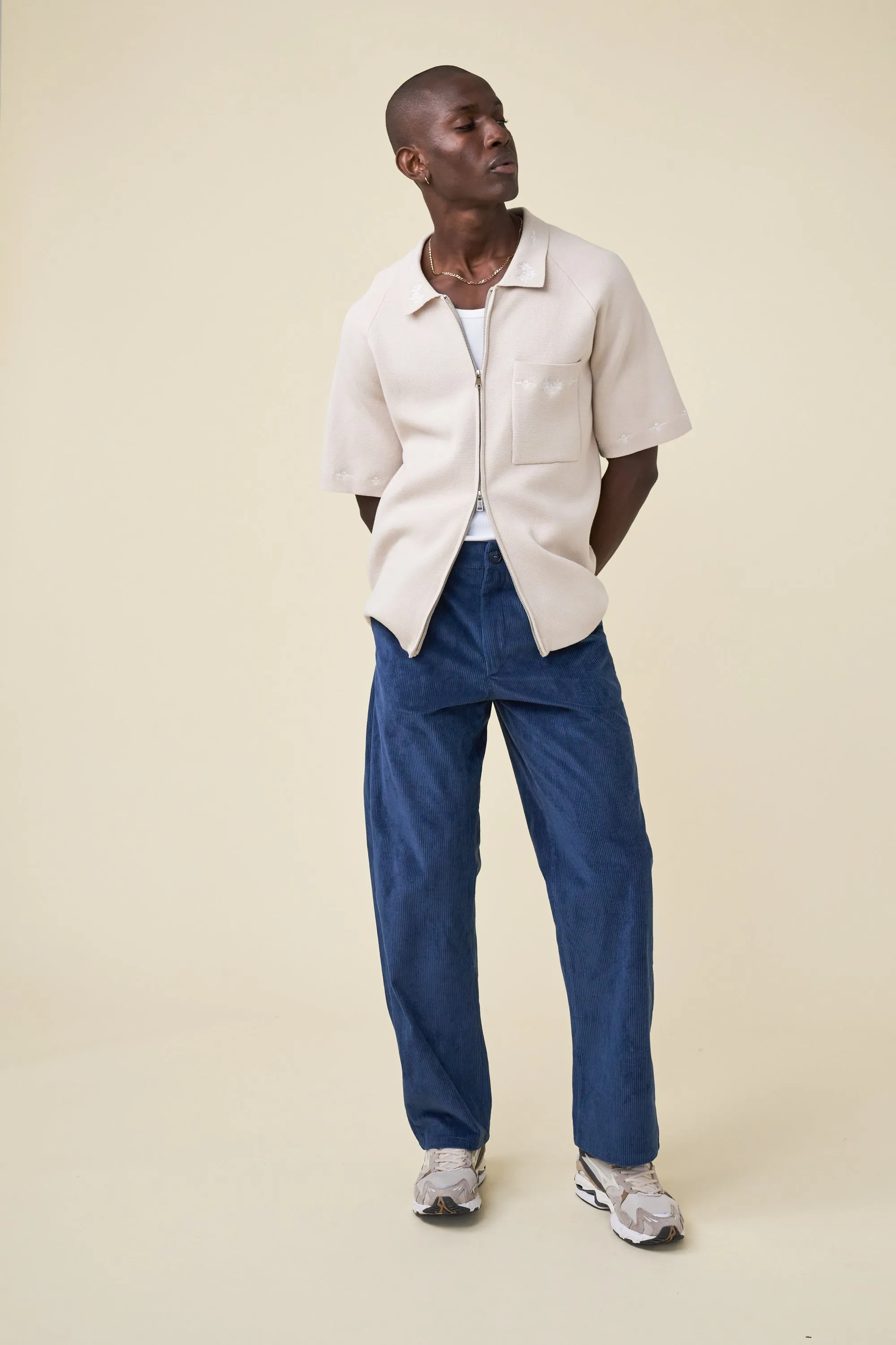 WIDE LEG CORDUROY TROUSER - DALLAS BLUE