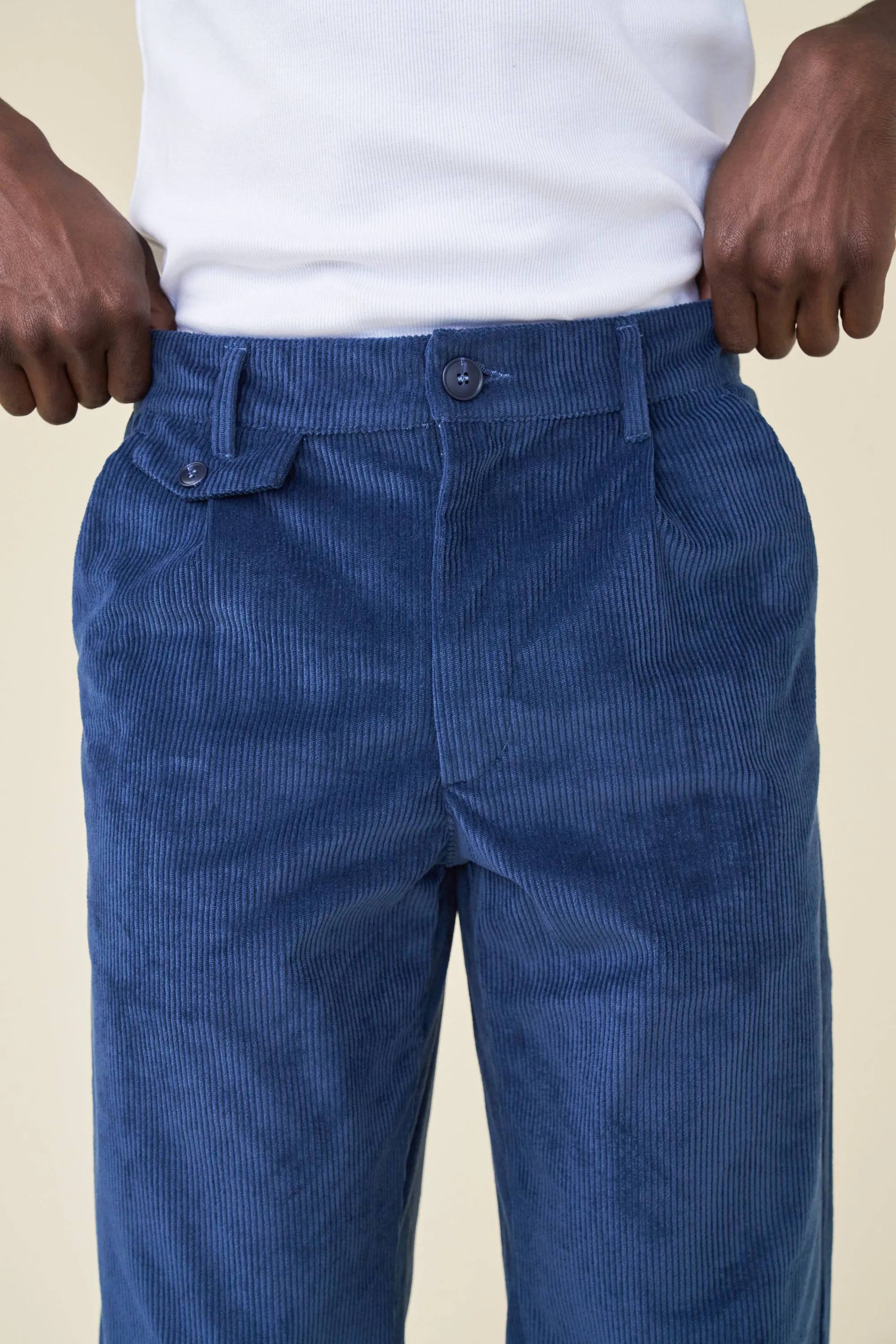 WIDE LEG CORDUROY TROUSER - DALLAS BLUE