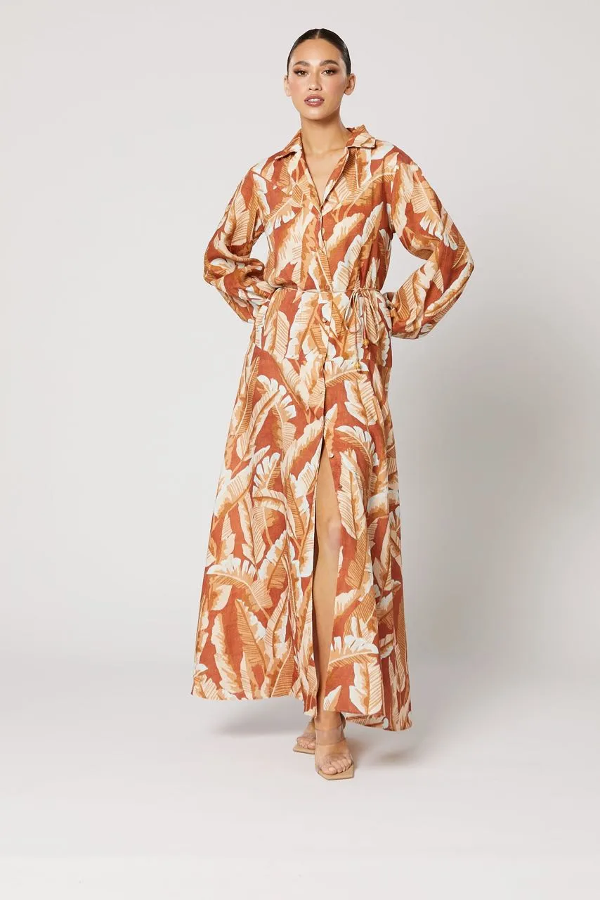 Winona Tundra Button Up Maxi Dress - Print