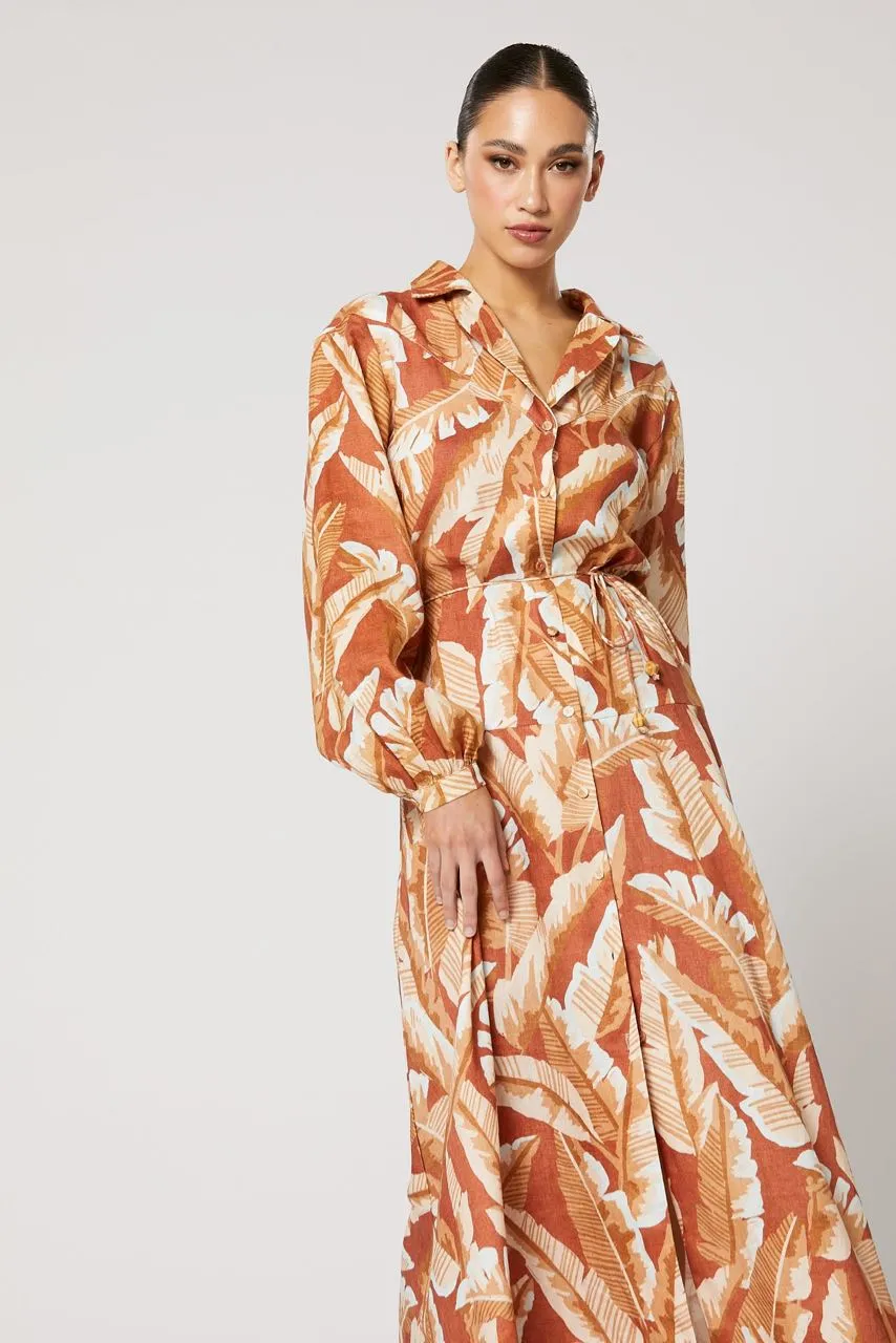 Winona Tundra Button Up Maxi Dress - Print