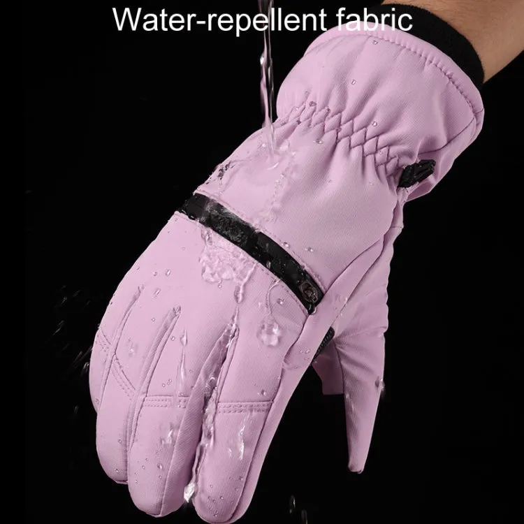 Winter Padded Ski Finger Gloves Outdoor Windproof Warm Sports Gloves, Size: XS(Pink)