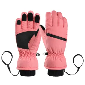 Winter Padded Ski Finger Gloves Outdoor Windproof Warm Sports Gloves, Size: XS(Pink)