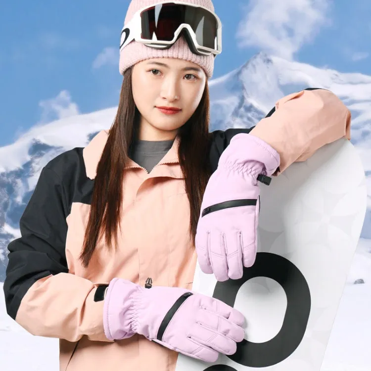 Winter Padded Ski Finger Gloves Outdoor Windproof Warm Sports Gloves, Size: XS(Pink)