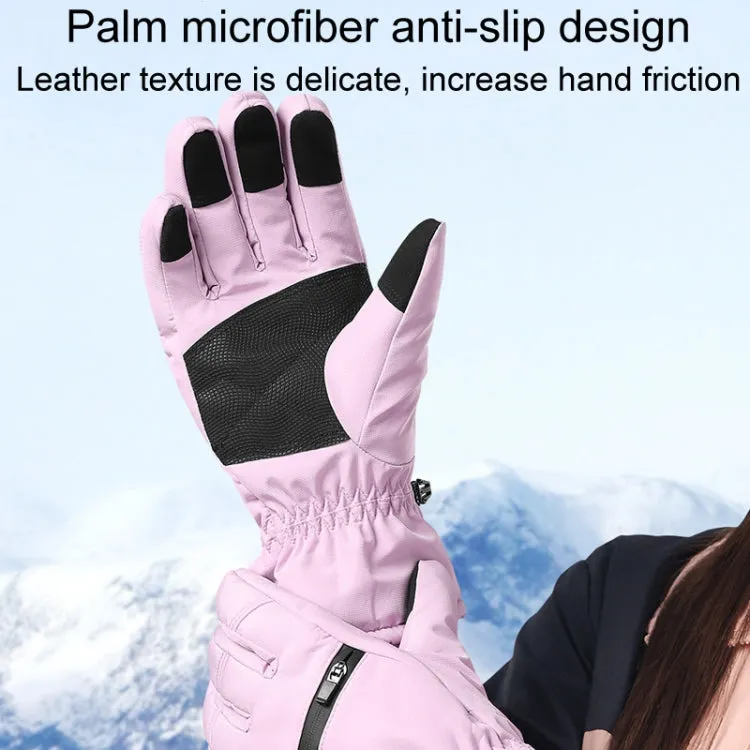 Winter Padded Ski Finger Gloves Outdoor Windproof Warm Sports Gloves, Size: XS(Pink)