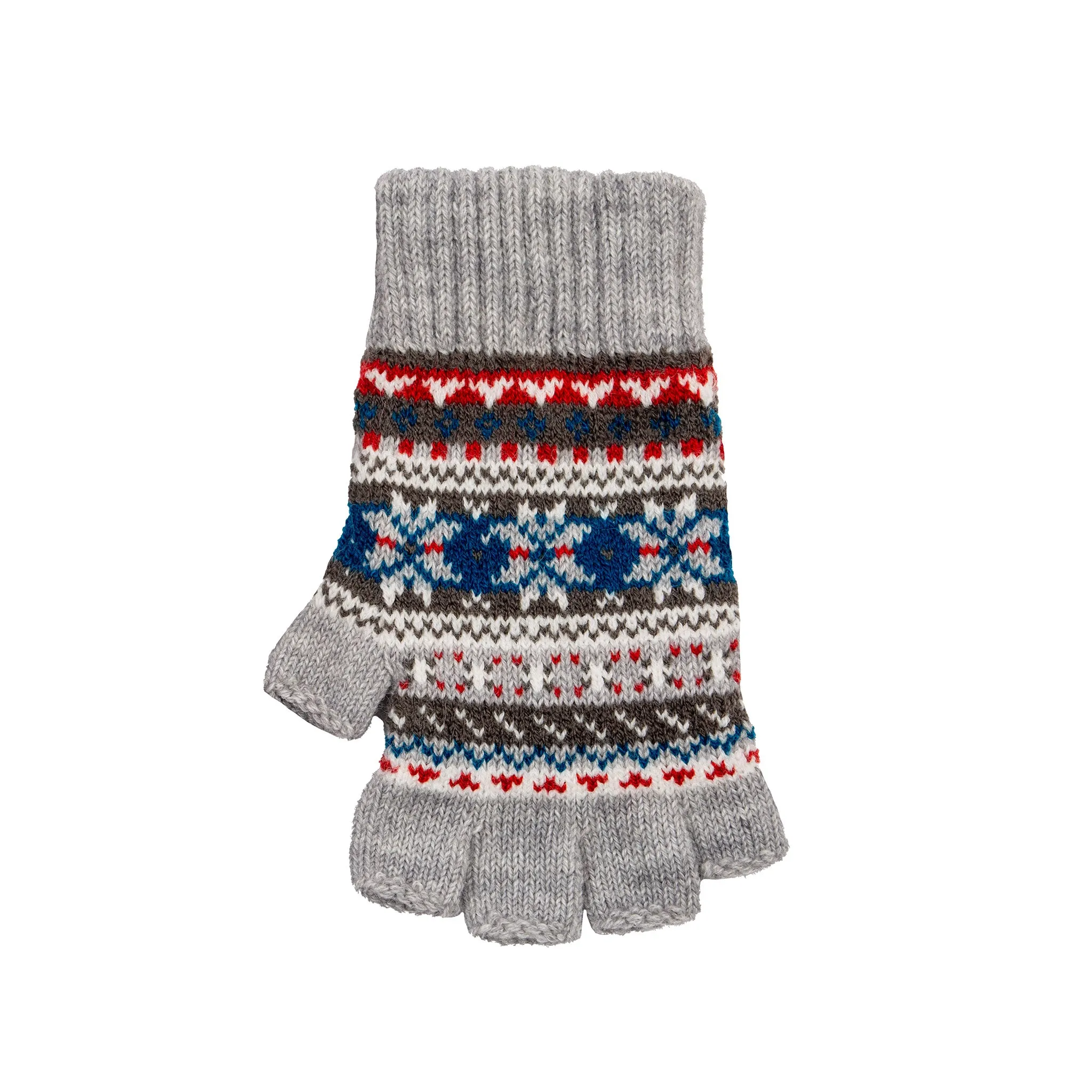 Women’s Fingerless Jacquard Fair Isle Knitted Gloves